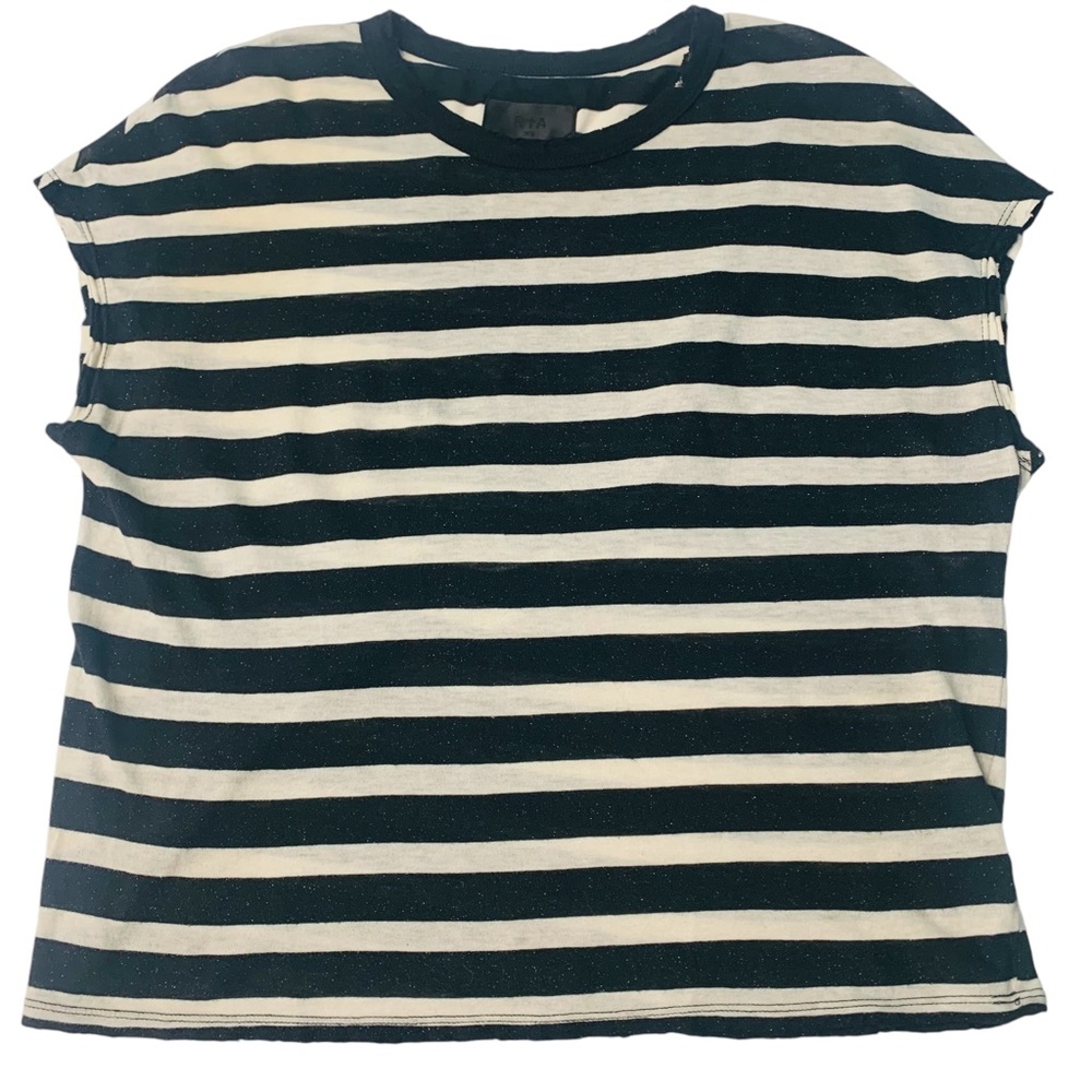 RtA Striped Distressed Sparkle Tee